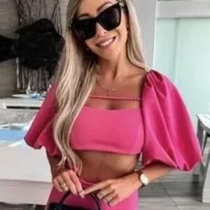 NWT Zara Balloon Pink Crop Top